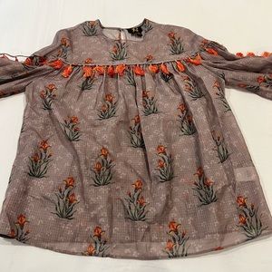 Long Sleeve Top with Tassel Detail